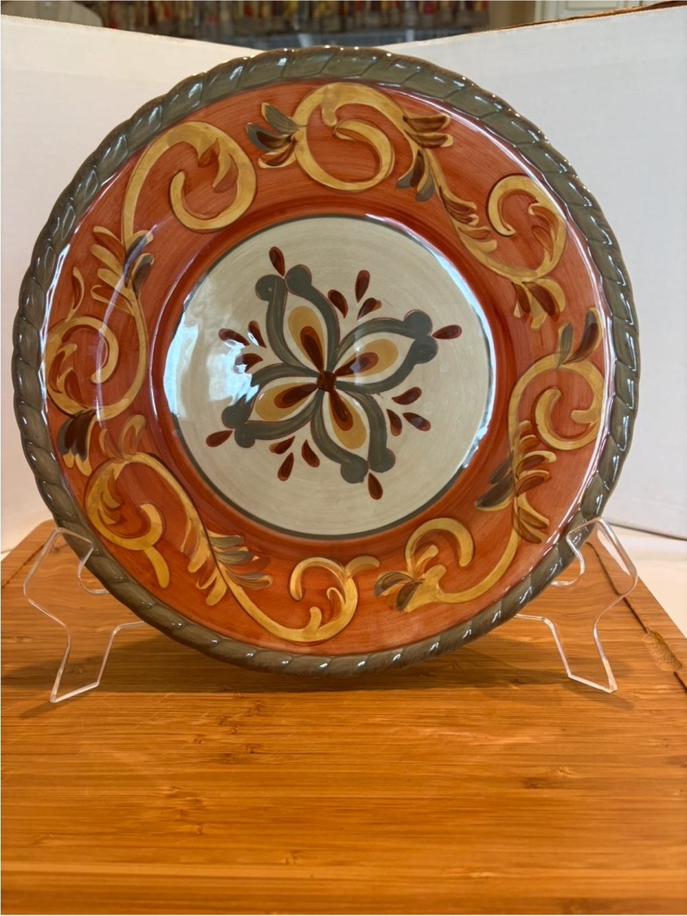 2 Artimino Tuscan Country Side Sienna Safe Stoneware Dinner Plates
